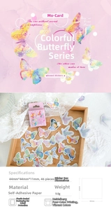 Close-up of 46pcs vintage butterfly adhesive stickers for DIY scrapbooking and journals