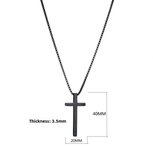 Detail view of 40x20mm black matte cross pendant with 3.5mm thickness measurement