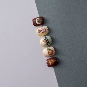 5-piece 3D Christmas embossed nail art stickers featuring Santa, reindeer and gingerbread man