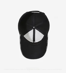 Detail of the inner structure of a warm wool baseball cap with sweatband and stitching