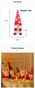 Detailed dimensions of the heart-themed gnome plush toy showing 13cm height and 10cm width
