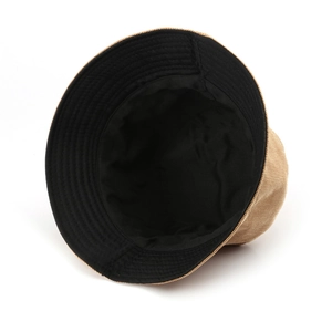 Classic corduroy bucket hat in khaki and black, reversible sun hat for women
