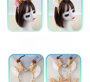 Three-piece giraffe costume set with headband, bow tie and tail for party events