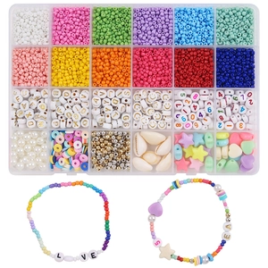 Glass Seed Beads Acrylic Letter Beads Smiley Face Shells Charms Elastic String For DIY Jewelry Making Bracelet Necklace Craft