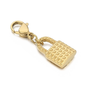 Pendentif cadenas plaqué or texturé avec fermoir homard pour création bijoux