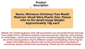 Detailed spec sheet showing material composition and weight of the miniature Christmas tree