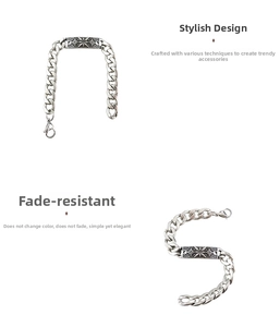Macro detail of silver cuban chain bracelet featuring a vintage star-embossed square plate