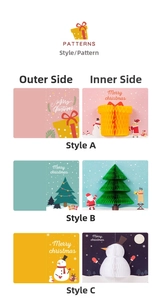 Detailed 3D pop-up Christmas cards featuring festive tree, snowman, and gift box designs