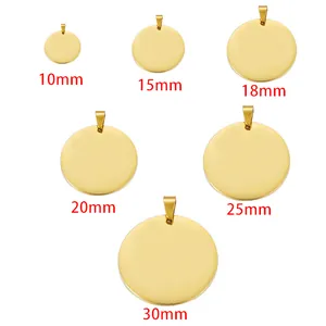 Polished stainless steel round pet tags available in sizes 10mm to 30mm diameter