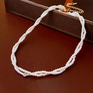 Collana Doppio Strato Künstliche Perle Imitazione Ciondolo Zircone Rame Intrecciato Clavicola Per Donne Stile Retrò Francese