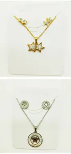 Close-up of stainless steel jewelry set featuring star and hollow butterfly designs
