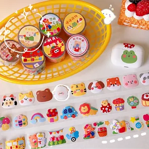 Cartoon animal clear bear washi tape set for DIY journal scrapbooking and student stationery