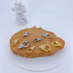 Lobster Clasp Jewelry Connectors Copper Micro Pave Cubic Zirconia Heart Shape DIY Jewelry Making Accessories Elegant