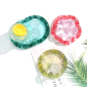 Dreiteiliges DIY Harz-Tablett-Set in Blumen- und Ovalform mit Trockenblumen und Glitzer