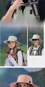Detail showing breathable mesh vents and adjustable chin strap on quick-dry sun hat
