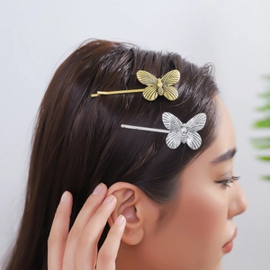 Butterfly Hair Clip Metal Retro Palace Style Elegant Dark Cool Bobby Pin For Women Fashion Accessory