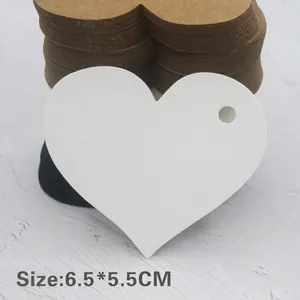 Heart shaped kraft paper gift tags in white brown and black colors sized 6.5x5.5cm