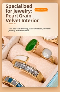 Close-up of premium champagne velvet interior lining with slots for rings and earrings