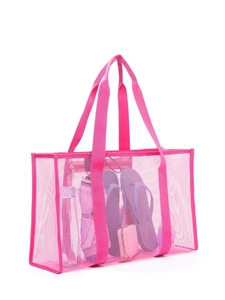 Large Capacity Mesh Tote Bag Polyester Breathable Lightweight Beach Bag For Women Swimming Pool Shopping Travel