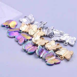 Rainbow, gold and silver butterfly stainless steel pendants for DIY jewelry making and crafts
