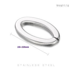 Macro detail of a 16x10mm oval stainless steel connector for DIY jewelry crafting