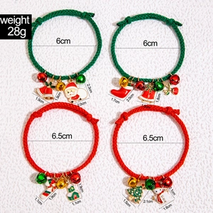 Detailed size chart for Christmas hand-woven bracelets with Santa and reindeer charms