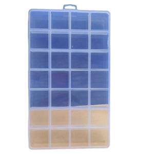 Transparente PP-Aufbewahrungsbox mit 24 Fächern und Haken für Schmuck und Kleinteile aus Kunststoff
