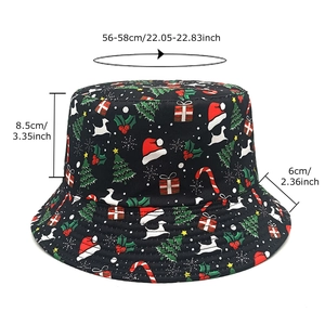 Christmas bucket hat with reindeer and tree patterns, size 56-58cm for men and women