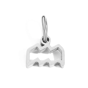 Polished silver Aquarius zodiac charm pendant with wave symbol for DIY jewelry making