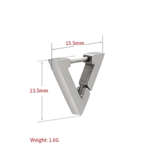 Minimalist V-shaped stainless steel geometric hoop earring with 15.5mm dimension