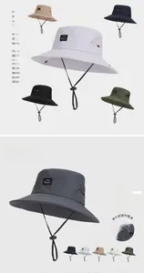 Detail of breathable mesh panels and adjustable windproof drawstring on sun hat