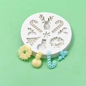 Christmas silicone mold with deer and snowman shapes for DIY cake and resin baking