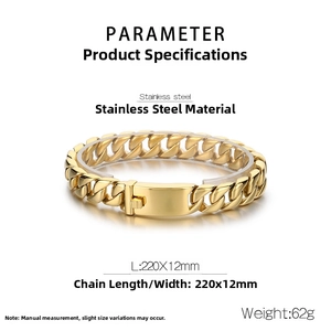 Poliertes 12mm goldene Edelstahl Panzerarmband mit sicherem quadratischem Klickverschluss