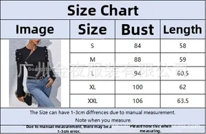 Size guide for pearl-embellished puff sleeve top with detailed bust and length dimensions