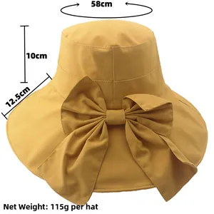 Damen Sonnenschutz Fischerhut Große Krempe Schleife Strand UV Schutz Atmungsaktiv Baumwolle Polyester Sonnenhut Sommer Outdoor Urlaub