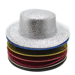 Glitter Sequin Boater Hat Shimmering Flat Top Party Festival Stage Performance Sparkly Headwear For Women Men