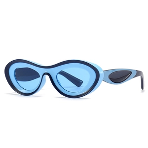 Y2K Fashion Irregular Wavy Sunglasses For Women UV400 Protection Thick Oval Frame Retro Future Style Street Photography Sunglasses