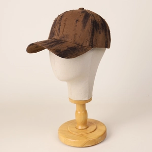 Retro tie-dye distressed baseball cap with vintage industrial style worn-out details