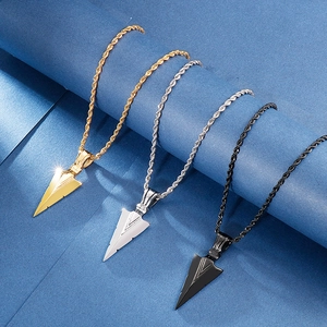 Stainless Steel Arrowhead Pendant Necklace Hip Hop Streetwear Spearhead Rope Chain Fashion Jewelry
