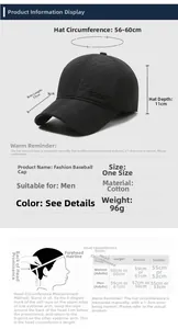 Guide des tailles pour casquette de baseball hiver homme avec mesures de circonférence
