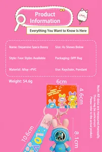 Dopamine rabbit astronaut keychain details: PVC material, 10.6cm strap, weighing 54.6g.