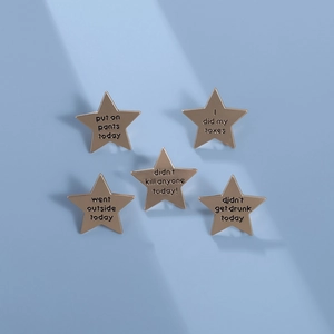 Funny Star Enamel Brooch Pin Set Zinc Alloy Creative Humorous Lettering Achievement Badge For Clothes Bags Decoration Unisex Jewelry