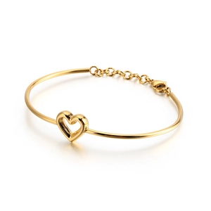 Minimalistischer goldener Herz-Armreif mit verstellbarer Kette und Verschluss