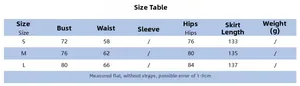 Detailed size chart for the halter neck dress showing bust, waist, hips and length measurements