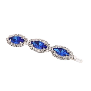 Exquisite rhinestone hair clip featuring blue marquise crystals and clear stones