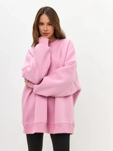 Women Oversized Sweatshirt Cotton Polyester Round Neck Drop Shoulder Long Sleeve Casual Minimalist Streetwear Solid Color