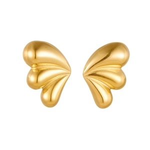 Minimalistische 18k vergoldete Edelstahl Ohrringe in Schmetterlingsflügel-Form auf weiß