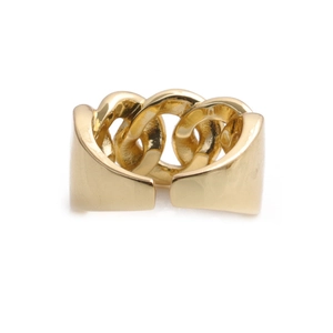 Gold plated watch band style ring with sparkling rhinestones for men in a minimalist design