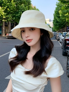 Detailed view of women's pleated beige sun hat with stylish mesh texture for outdoor use