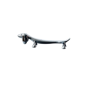 Polished silver dachshund metal chopstick rest for creative dining table decor